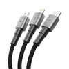 Kabel Mocny 3w1 USB-C / Micro-USB / Lightning do iPhone Samsung Xiaomi Tech-Protect 1.2m 120cm Szary